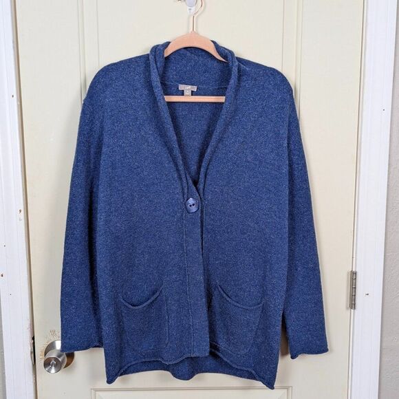 J.Jill | Navy Blue Wool Blend Long Cardigan Size Medium - Picture 1 of 7